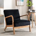 thumbnail image 5 of Xukmct Upholstered Velvet Accent Chair with Wood Frame, Mid Century Modern Fabric Armchair for Living Room, Bedroom, Office, Black, 5 of 7