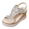 thumbnail image 6 of Espadrilles for Women Bohemian Rhinestone Beaded Wedge Sandals 2026 Summer Fashion Slingback Platform Heels White Size 9, 6 of 6