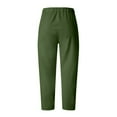 thumbnail image 5 of Womens Casual Cotton Linen Tapered Capri Cargo Pants Elastic Palazzo Pants Women's High Waist Straight Tube Petal Trouser Cotton Hemp Versatile Casual Pants Army Green D XL, 5 of 5
