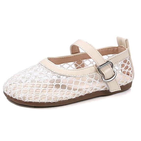Yuncity Toddler Girl Sandals Solid Color Close Toe Soft Sole Buckle Mesh Lightweight Summer Breathable Leisure Outdoor Daily Wear Girl's Sandal Size 2.5-3 Years Beige