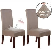 2pcs Elegant Chair Covers Dining Chair Seat Covers, Waterproof Fit Stretch Soft Micro Suede Dining Chair Protective Cover Washable Slipcover For Home Hotel Banquet Wedding Ceremony