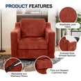 thumbnail image 5 of COOLHUT Swivel Accent Chair, Linen Fabric Modern Upholstered Armchair with Plump Back Pillow, Comfort Barrel Reading Chair for Living Room Bedroom, Brown, 5 of 11