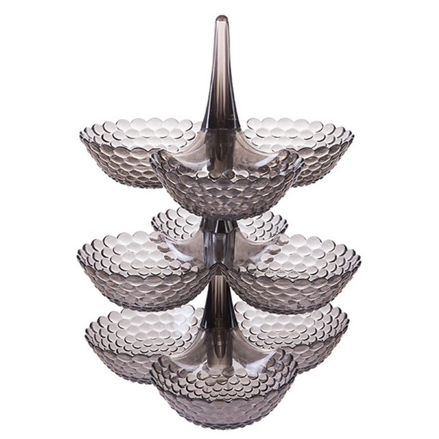 CAROOTU European-Style Fruit Tray Storage 3-Compartment Plastic Multi-Layer Stacked Fruit Tray Candy Dried