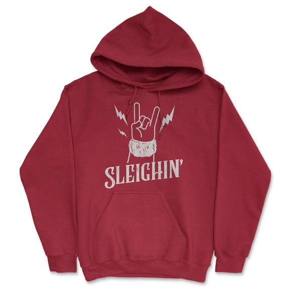 Sleighin Unisex Hoodie Funny Sarcastic Christmas Rock and Roll Graphic Novelty Hooded Sweatshirt