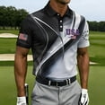 thumbnail image 3 of Patriotic Polo Shirts Men Usa Flag Print V Neck Lapel Collar Short Sleeve Tops Fourth Of July Patriotic Star Regular Fit Daily Wear Tshirts, L, #01 Gray, 3 of 5