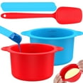 thumbnail image 1 of PENGXIANG 2Pcs Silicone Wax Pot Set Reusable Silicone Wax Warmer Liner with Stirring Rods and Spatula for Hair Removal, 1 of 9