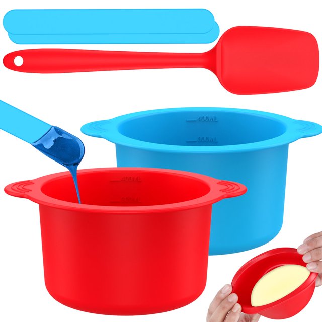 2Pcs Silicone Wax Pot Ensemble Réutilisable Wax Warmer Liner avec des Tiges d'Agitation et Spatule pour l'Épilation