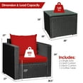 thumbnail image 2 of Gymax 3PCS Rattan Patio Conversation Furniture Set Outdoor w/ Red Cushions, 2 of 10
