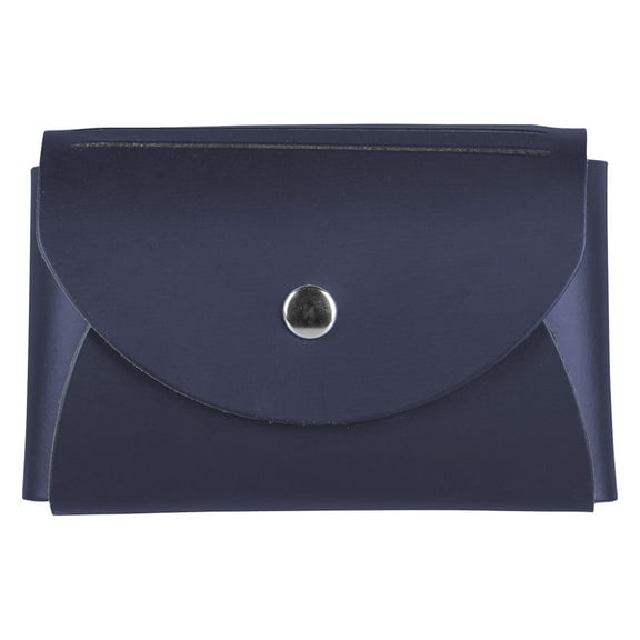 JAM Leather Snap Business Card Case, 1/Pack, Navy Blue, Round Flap