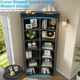thumbnail image 2 of Casendy 12-Cube Curved Bookcase, 71" Double Width Bookshelf Dispaly Cabinet, Freestanding Corner Bookcase for Living Room, Home Office, Black, 2 of 9