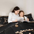 thumbnail image 4 of Meiyoeat Vintage Leopard Letter E Queen Comforter Set 3pcs for Women Youth, Retro Polka Dot Bedding Comforter Set for Decor, Black Beige Brown,Black Reversible, 4 of 6