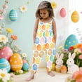 thumbnail image 2 of Girls Sleeveless Jumpsuit Easter Outfit Toddler Girl Spaghetti Strap Cute Bunny Romper Overalls Baby Spring Clothes Yellow 5 Y-6 Y, 2 of 5