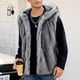 thumbnail image 3 of Ceisia Men's Loose Fit Faux Fur Hooded Vest with Vertical Stripe Texture Gift, 3 of 7