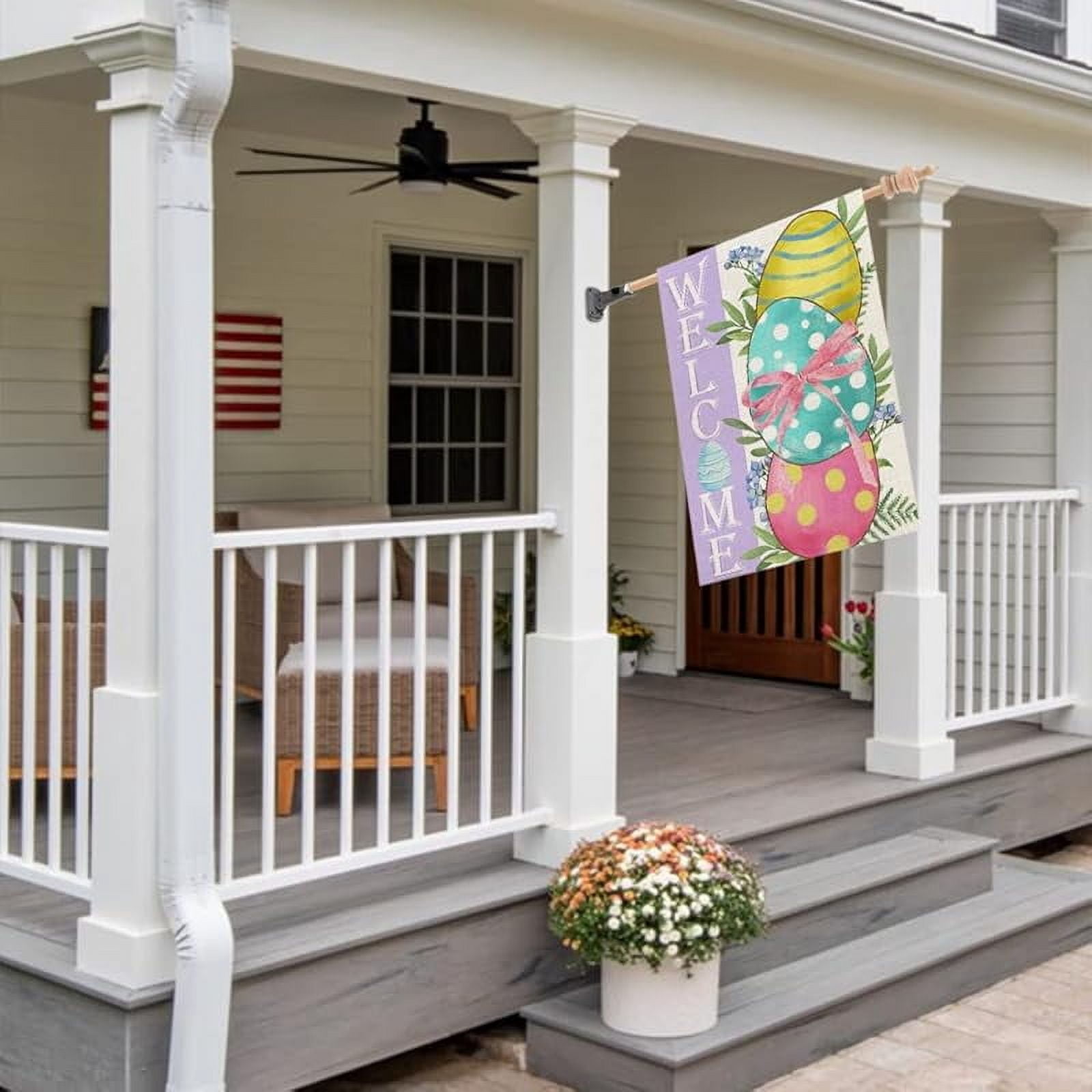 Easter Eggs Garden Flag 28"X40 Inch Double Sided for Outside Burlap Small Polka Dots Welcome Yard Holiday Flag