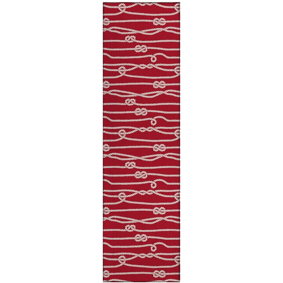 Addison Rugs Indoor/Outdoor Harpswell Ocean Rope Washable Rug 2'3" x 7'6" Runner - Ruby