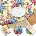 thumbnail image 4 of Pioneer Flower Floral Print Pattern Round Fitted Tablecloth with Elastic Edge,Dining Table Cover Waterproof,Outdoor Round Tablecloth for Camping,Dining,Indoor and Outdoor, 4 of 7