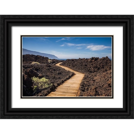 Bibikow, Walter 24x17 Black Ornate Wood Framed with Double Matting Museum Art Print Titled - Canary Islands-El Hierro Island-Las Puntas-La Maceta-coastal walkway
