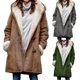 thumbnail image 2 of Xishao - Abrigos para mujer, manga larga, color sólido, con hebillas, frente abierto, peludo, forro polar sintético, chamarra larga para esquí de invierno Xishao ropa, 2 of 2