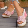 thumbnail image 2 of Rokment 3D Flower Lace Platform Wedge Slides Dressy Sandals for Women Bride Wedding 2026 Elegant Mesh Embroidered Espadrilles Chunky High Heels Dress Slip on Summer Shoes Pink Size 6.5, 2 of 4