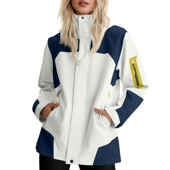 WTOBBY Ladies' Loose Comfortable Windproof Waterproof Outdoor Jacket, Ideal for Casual Fashion, Hiking, and All-Season Use,Beige L