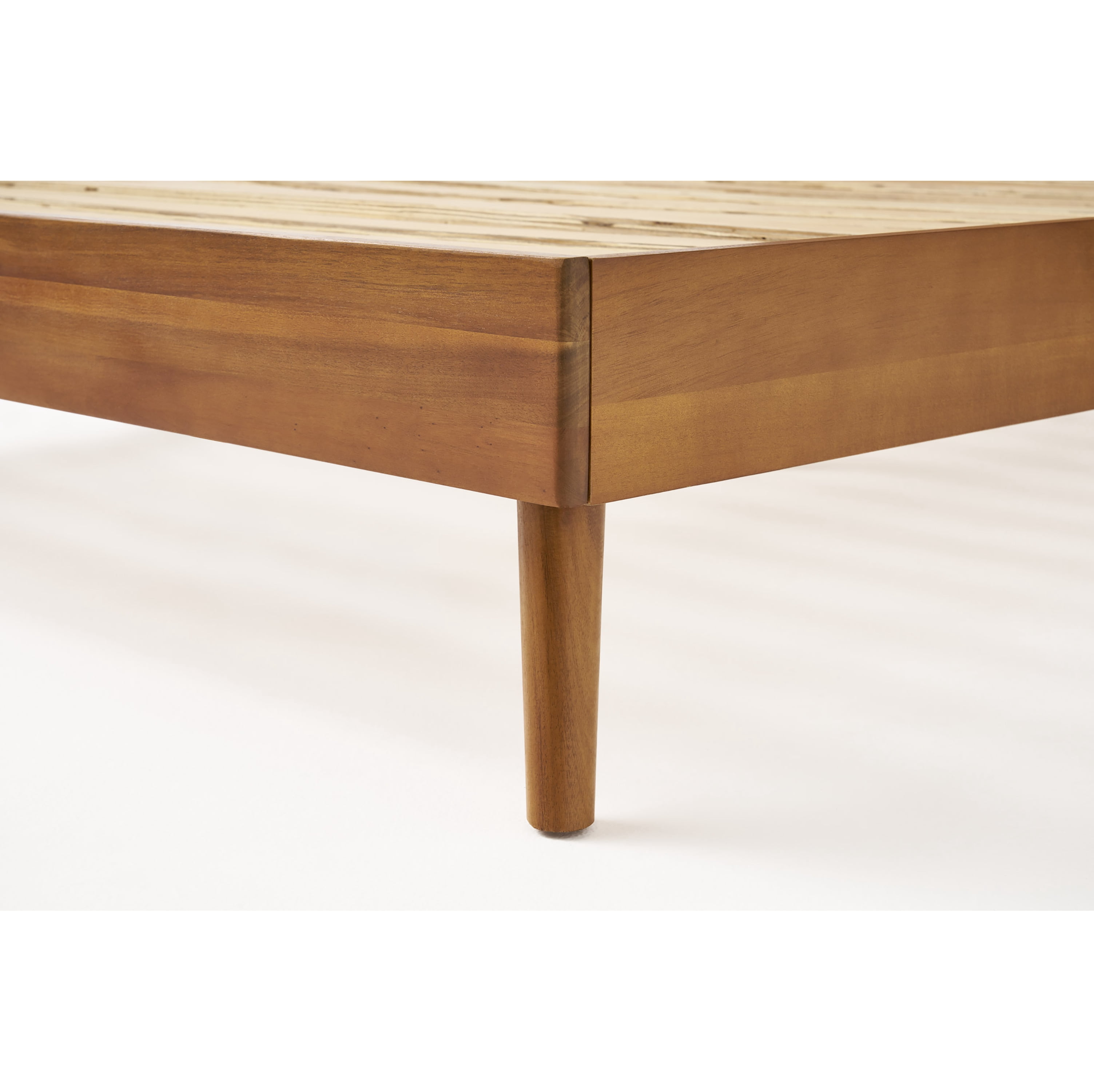 Mintazer Queen Platform Bed Frame, Mid-Century Bed with Panel Headboard & Splayed Legs, No Box Spring Required, Natural