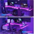thumbnail image 2 of Yiwa U Shaped Desk with Monitor Stand, 79" Reversible U Shaped Computer Desk with Power Outlet, LED Lights & Storage Bag, Black, 2 of 6