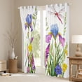 thumbnail image 3 of Manfei Lovely Flower Flowral Curtains Pack of 2 (42x84 Each),Rustic Cute Dragonfly Curtains Blackout,Green White Bedroom Curtains For Children,Microfiber Bedroom Decor, 3 of 6