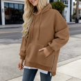 thumbnail image 2 of Womens Oversized Hoodie Dress 2025 Fall Solid Sweatshirts with Zipper Side Slit Casual Fashion Loose Pullover Tops, 2 of 5
