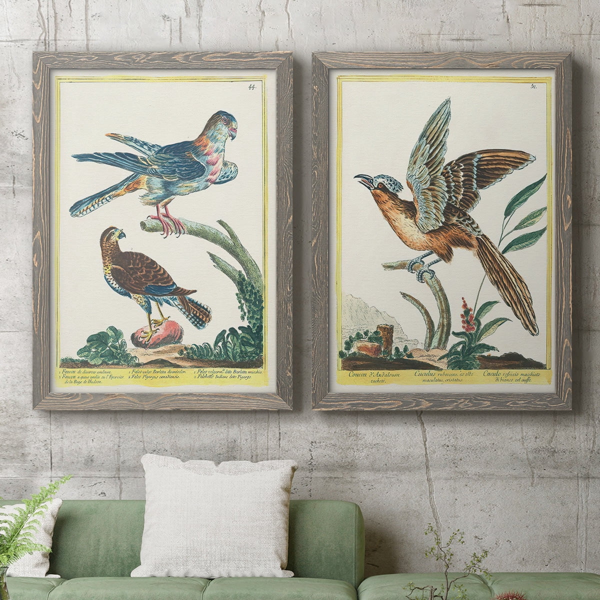 Pastel Birds III - Premium Framed Canvas 2 Piece Set - Ready to Hang