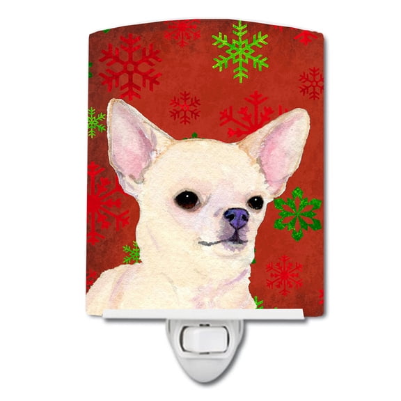 Chihuahua Red Snowflakes Christmas Ceramic Night Light