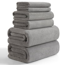 Beartech 6 Pack Bath Towel Set,Microfiber Towel Set,2 Bath Sheet,2 Hand Towel,2 Washcloth,Ultra Soft & Quickly Dry Bathroom Towel Set,Plush Highly Absorbent Shower Towel For Hotel Spa-Dark Gray