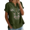 thumbnail image 5 of Embroidered Tops For Women Womens Summer Tops Gauze Shirts For Women Lightweight Linen Blouses For Women Summer Blouses For Women Womens Gauze Tops Linen Clothing For Women Peasant Blouse Green M, 5 of 9