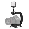 thumbnail image 2 of Portable Handheld DV Camera Bracket Stabilizer + LED Fill Light Kit with Cold Shoe Tripod Head for All SLR Cameras & DV, 2 of 5