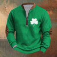 thumbnail image 2 of Penkiiy Haut Imprimé pour Hommes de la Saint-Patrick Demi-Zip Manches Longues Col Rond 4TG Multicolore, 2 of 5