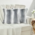 thumbnail image 2 of Home Soft Things Plush Striped Faux Fur Throw Pillow Covers, Modern Soft Pillow Cases for Sofa or Bed, Pillow Inserts Not Included, Set of 2, 20" x 20", Beckie Stripe-Quarry, 2 of 8