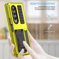 thumbnail image 7 of Dteck Samsung Galaxy Flod4 Case with Kickstand, Metal Bumper Silicone Case Hybrid Military Shockproof Heavy Duty Rugged case for Samsung Fold4 5G, Yellow, 7 of 7