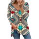 thumbnail image 1 of Tops Para Mujer Camisas de Manga Larga Moda de Otoño Blusa Con Estampado de Cuello en V Cremallera Otoño Causal Pullover Odeerbi  ODB148409, 1 of 5