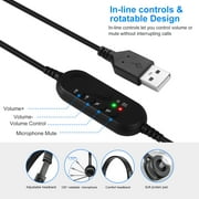 EEEkit USB Headset with Noise Cancelling Mic, Computer Headphones with Audio Control, Wired USB Over-Ear Headphones