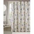 thumbnail image 3 of Serafina Home Navy Blue Taupe White Fabric Shower Curtain for Bathroom: Tropical Coastal Shells Coral Design, 3 of 5