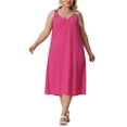 thumbnail image 2 of Agnes Orinda Women's Plus Size Summer Dress V Neck Sleeveless Sundresses Casual Maxi Tank Dresses 4X Hot Pink, 2 of 5