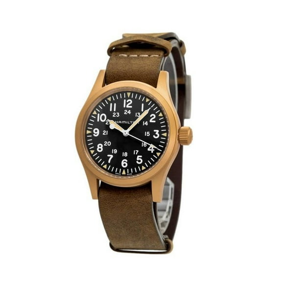 Hamilton Khaki Field Mechanical Bronze Leather Strap Black Dial H69459530 Men's Watch