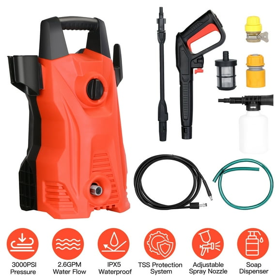 3000PSI 2.6GPM Electric Pressure Washer  Power Washer w/ Foam Cannon for Patio Garden Driveway