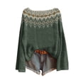 thumbnail image 1 of WTXUE Chandail Rétro Fair Isle pour Femmes Imprimé Art Vintage Col Rond Léger Boho Tops Graphique Ethnique Tribal Court Tricoté Manches Longues Épaules Tombantes Chandail Vert G, 1 of 3