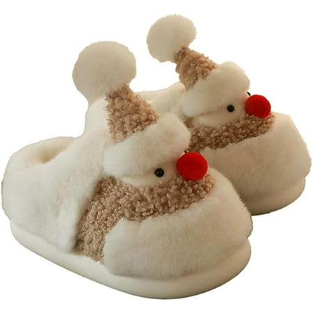 

PIKADINGNIS Women Men Fluffy Fur Cute Fashion Santa Snowman Slippers Warm Winter Soft House Shoes Indoor Christmas Celebration