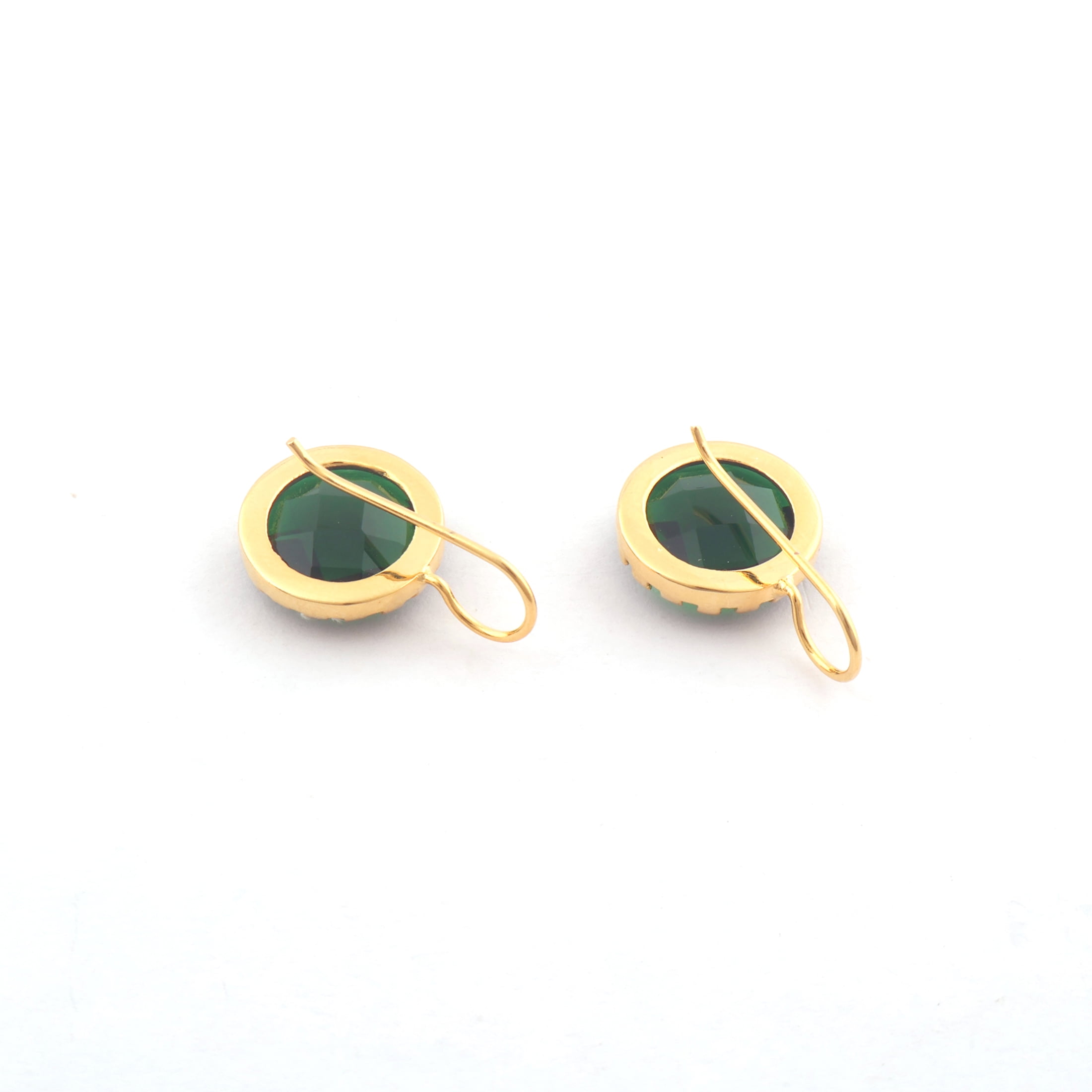 Zeva Jewels Round Green Emerald Quartz Hook Earring
