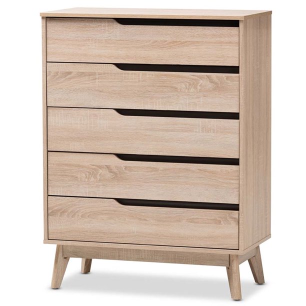 Hawthorne Collection Mid Century 42 Tall 5 Drawer Bedroom Chest Dresser In Light Brown And Gray Walmart Com Walmart Com