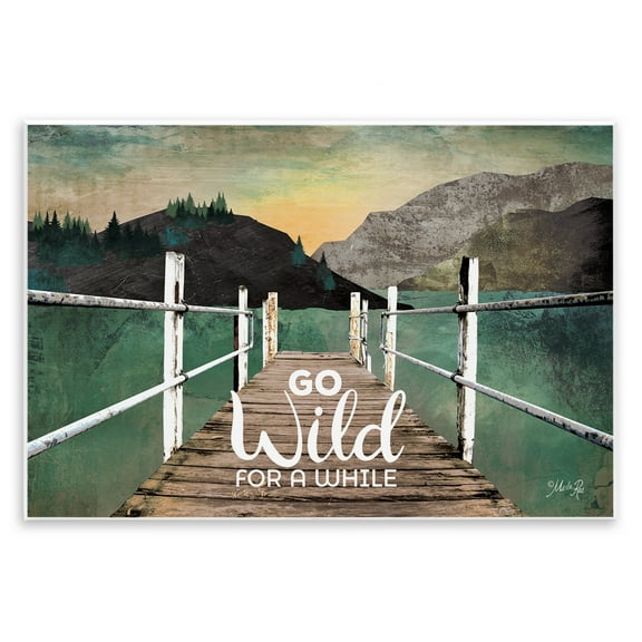 Stupell Industries Go Wild Rustic Phrase Landscape Painting Unframed Art Print Wall Art, 15 x 10
