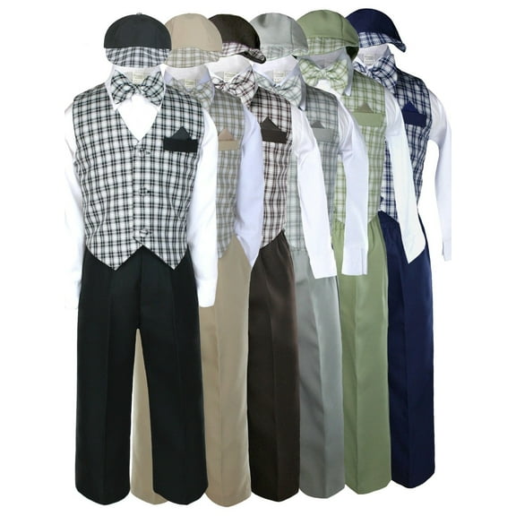 Baby Toddler Boy checks Easter Gingham Christmas Gift Long Vest Set Suits Sm-4T