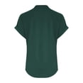 thumbnail image 4 of Ploknplq Linen Shirts for Women,Linen Button Down Shirt Women,Womens Linen Tops,Casual V Neck Down Short Sleeve Top T Shirt,Elbow Length Tee Shirts for Women,Gauze Shirts for Women Green XL, 4 of 5