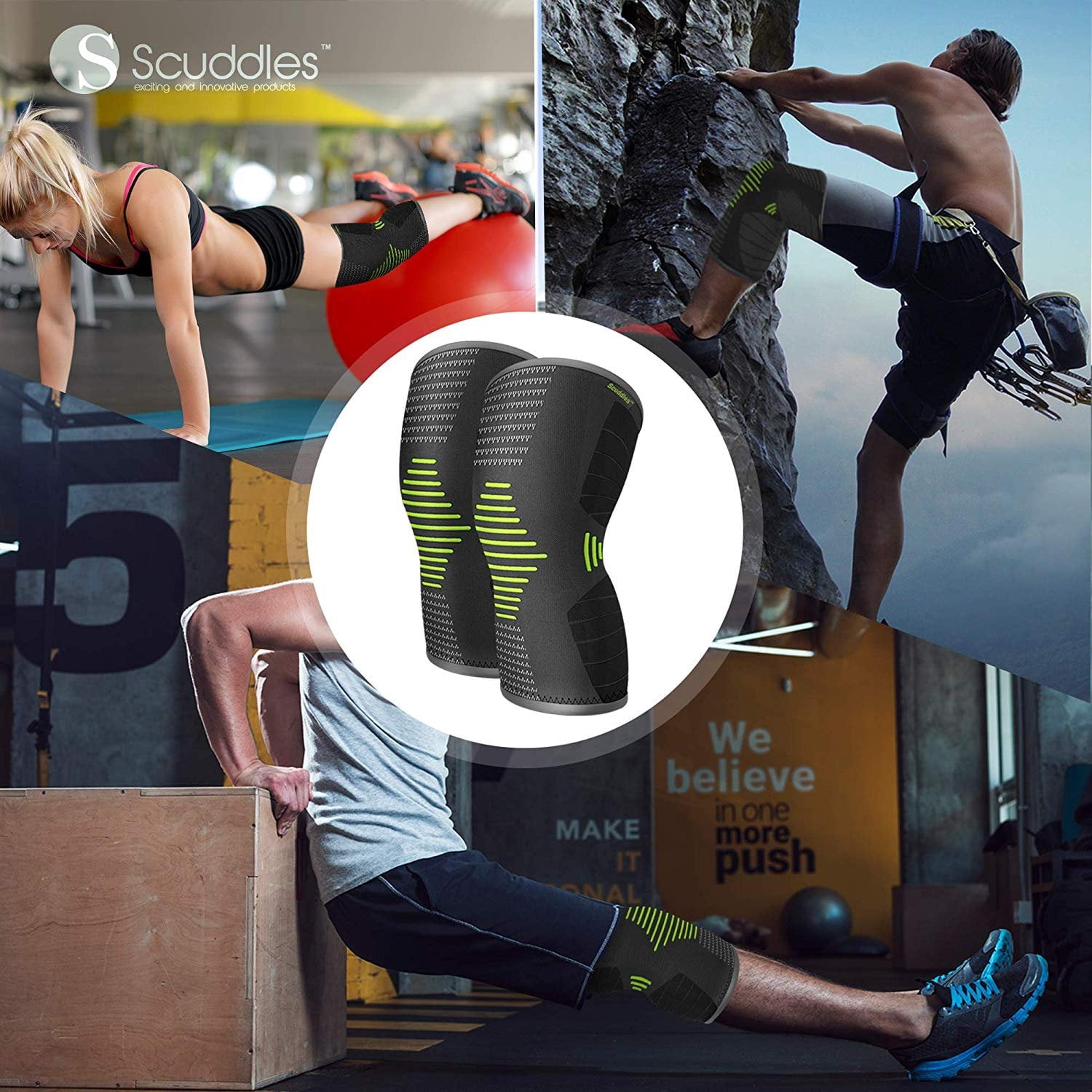 Scuddles Compression Knee Sleeve - Best Knee Brace for Meniscus Tear, Arthritis, Quick Recovery etc. – Knee Support for Running, CrossFit, Basketball and Other Sports